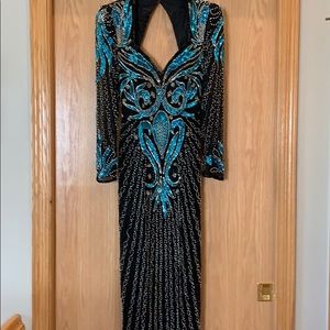 Vintage 90-2000’s Black & Blue Long Sequin Gown